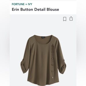 Fortune & Ivy Erin Button Detail Blouse. Large.